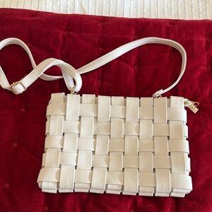 Anthropologie Cream Woven Crossbody Bag